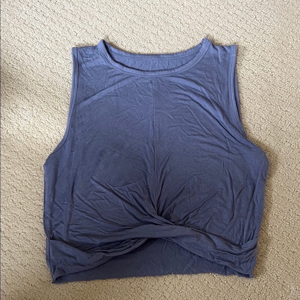 ALO Yoga Sleeveless Navy Twist Front Tee